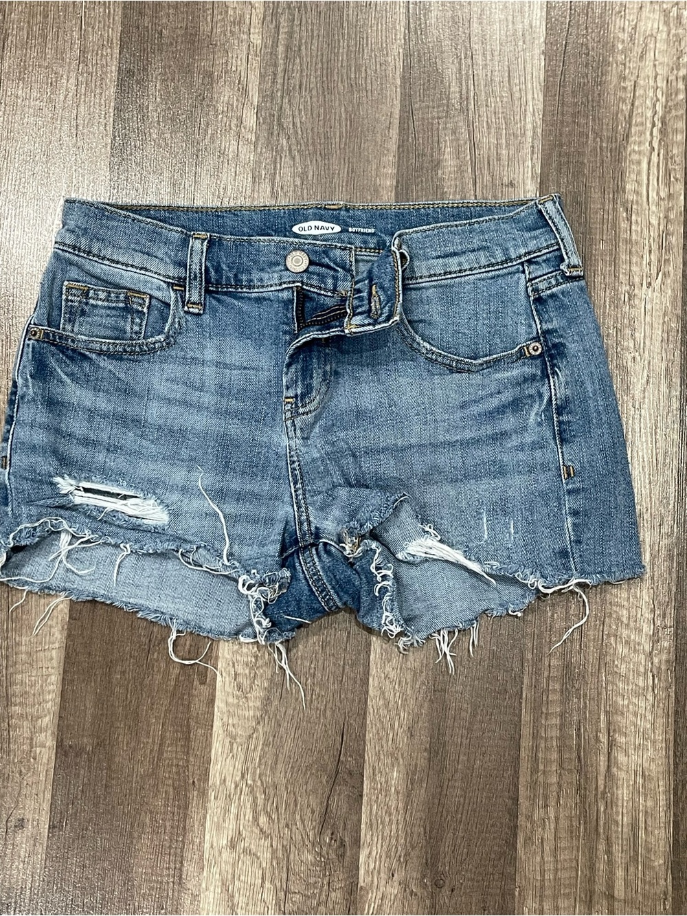 Old Navy Blue Distressed Boyfriend Denim Cutoff Shorts | Size 0